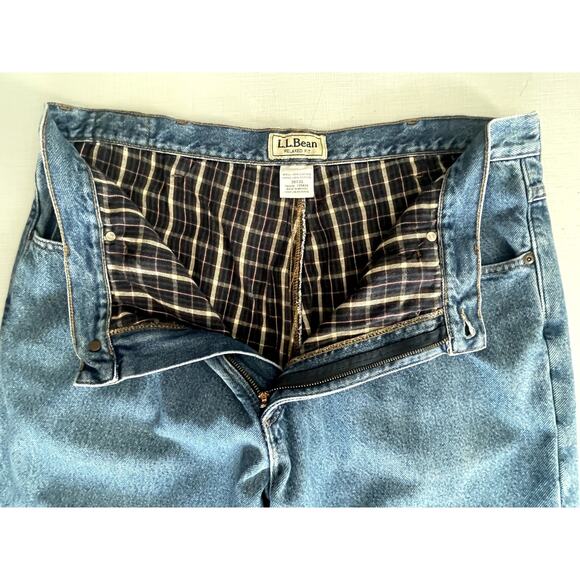 LL Bean 38x32 Relaxed Fit Jeans Cotton Flannel Lined Denim Durable Warm Winter - Picture 6 of 16